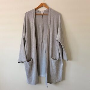 DONNI. Heather Gray Ribbed Open Cardigan OS
